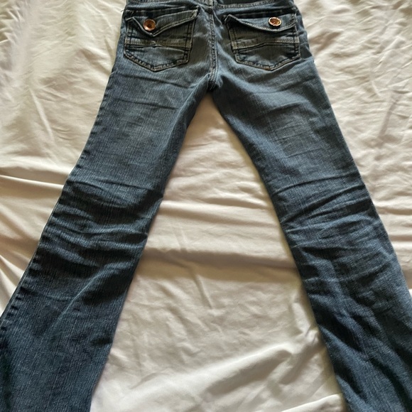 Brand freestyle Revolution size 7 girls flared jeans stretchy with pockets - Picture 7 of 8